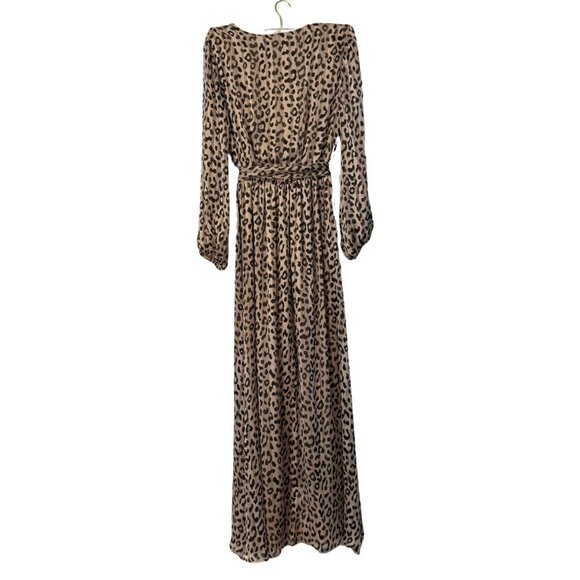 Adrienne Leopard Cheetah Faux Wrap Maxi Dress size Small NWT - Picture 7 of 10